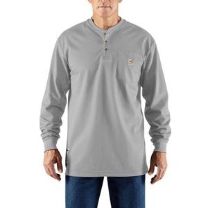 Men's regular size M Light Gray FR Force Cotton Long Sleeve Henley
